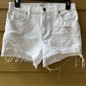 Pistols Kylee High-Rise Cuffed Denim Shorts in Open White Size 25